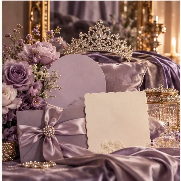 Moodboard de XV años en lavanda y perla